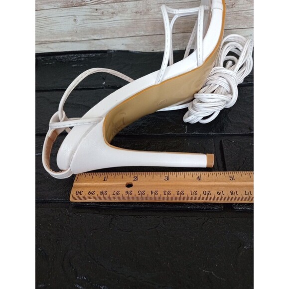 Shein Stiletto High Heels Strappy Open Toe Lace Up Sandals White 39 - Picture 2 of 6